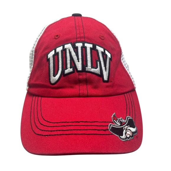 UNLV Runnin' Rebels Snapback Hat Red White Collegiate Headwear Trucker Hey Reb - Picture 9 of 13